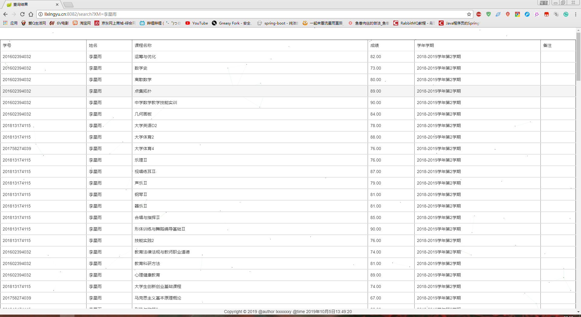 searchScoreByNewSystemAndSpringBoot